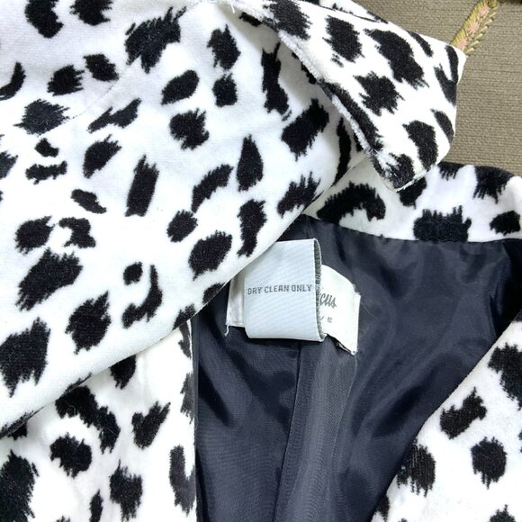 Neiman Marcus Jacket Velvet Snow Leopard No Close White Black Cotton Vintage (S) - Picture 7 of 9